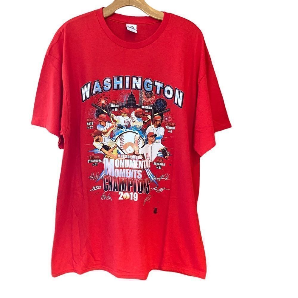 Washington Nationals Sz XL Red Team Graphic 2019 Baseball Champion NWOT T-Shirt